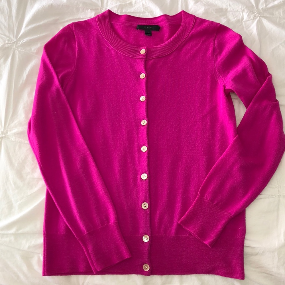 Jcrew merino wool tippy cardigan xsmall hot pink